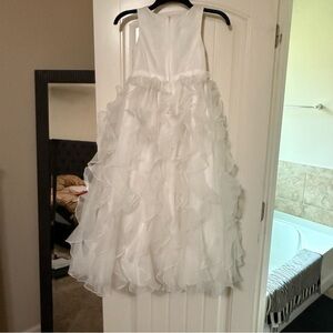 Elegant White Ruffled Kids Dress